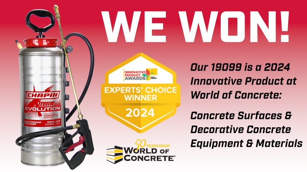 Chapin's 19099 Evolution X-treme Compression Charged Concrete Sprayer won the 2024 Innovative Product at World of Concrete-Concrete Surfaces & Decorative Concrete Equipment & Materials